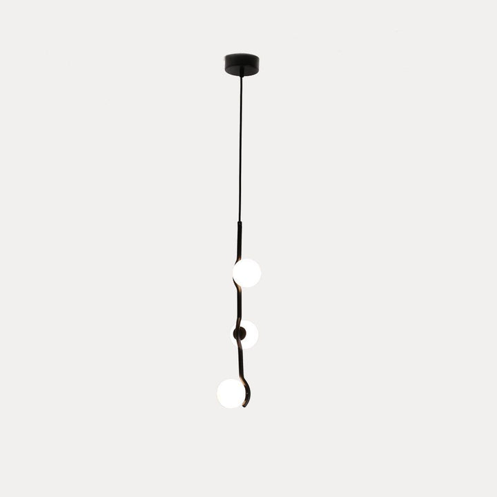 Pluto Pendant Lamp White Glass Black Powder Coated Frame