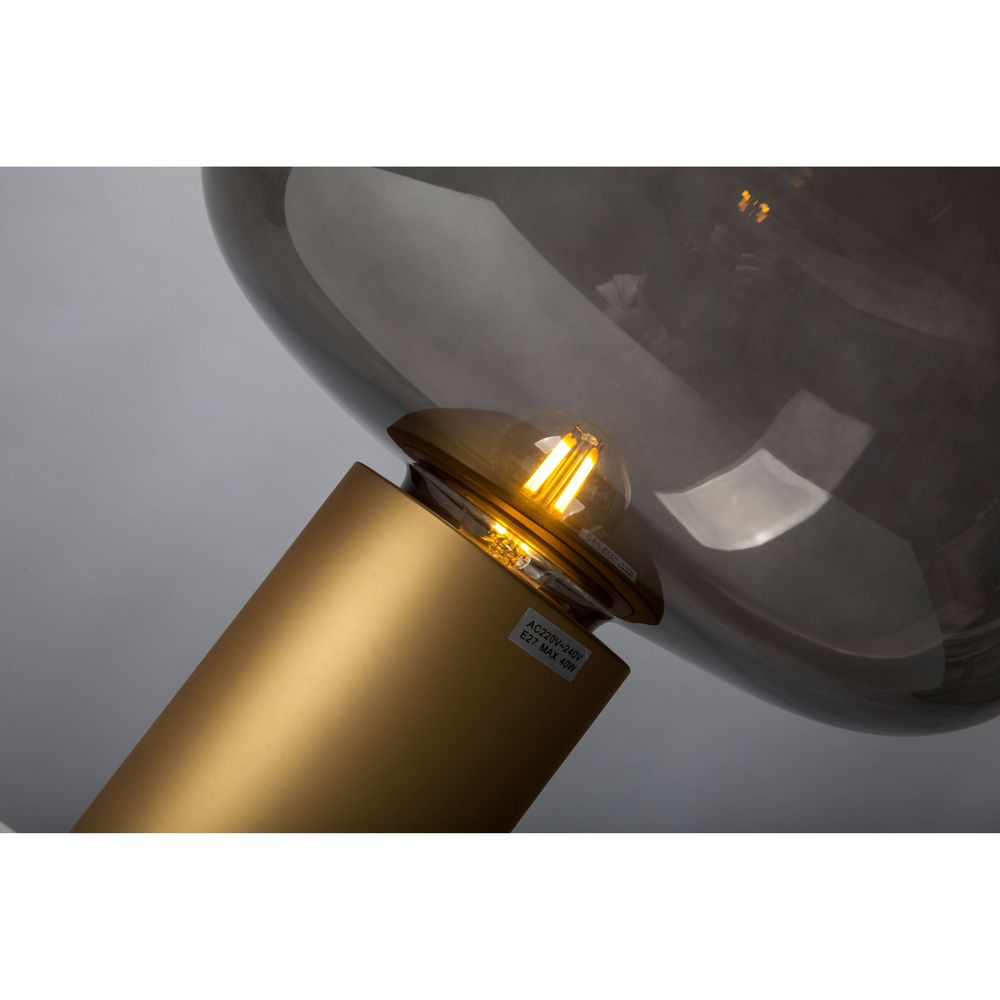 Table Lamps Glow Table Lamp Tall Smoke Glass Matte Brass Frame