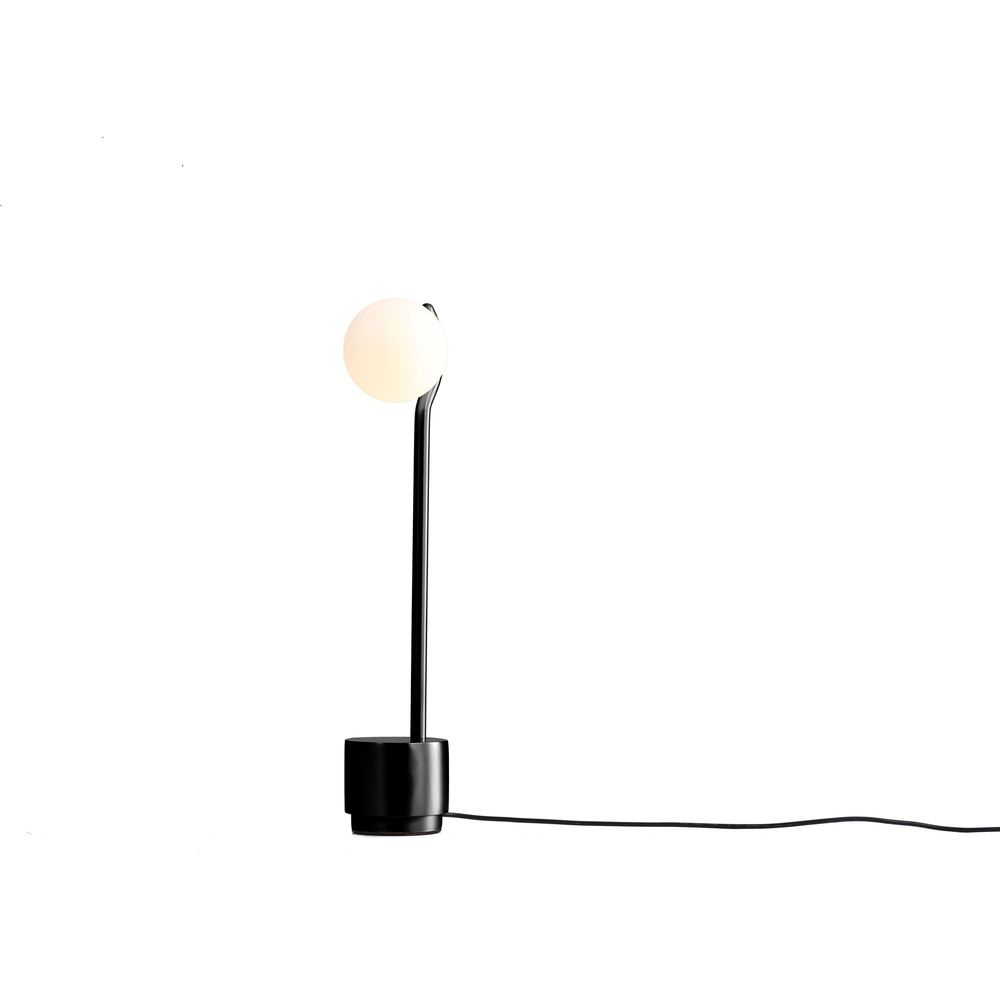Table Lamps Pluto Table Lamp White Glass Black Powder Coated Frame