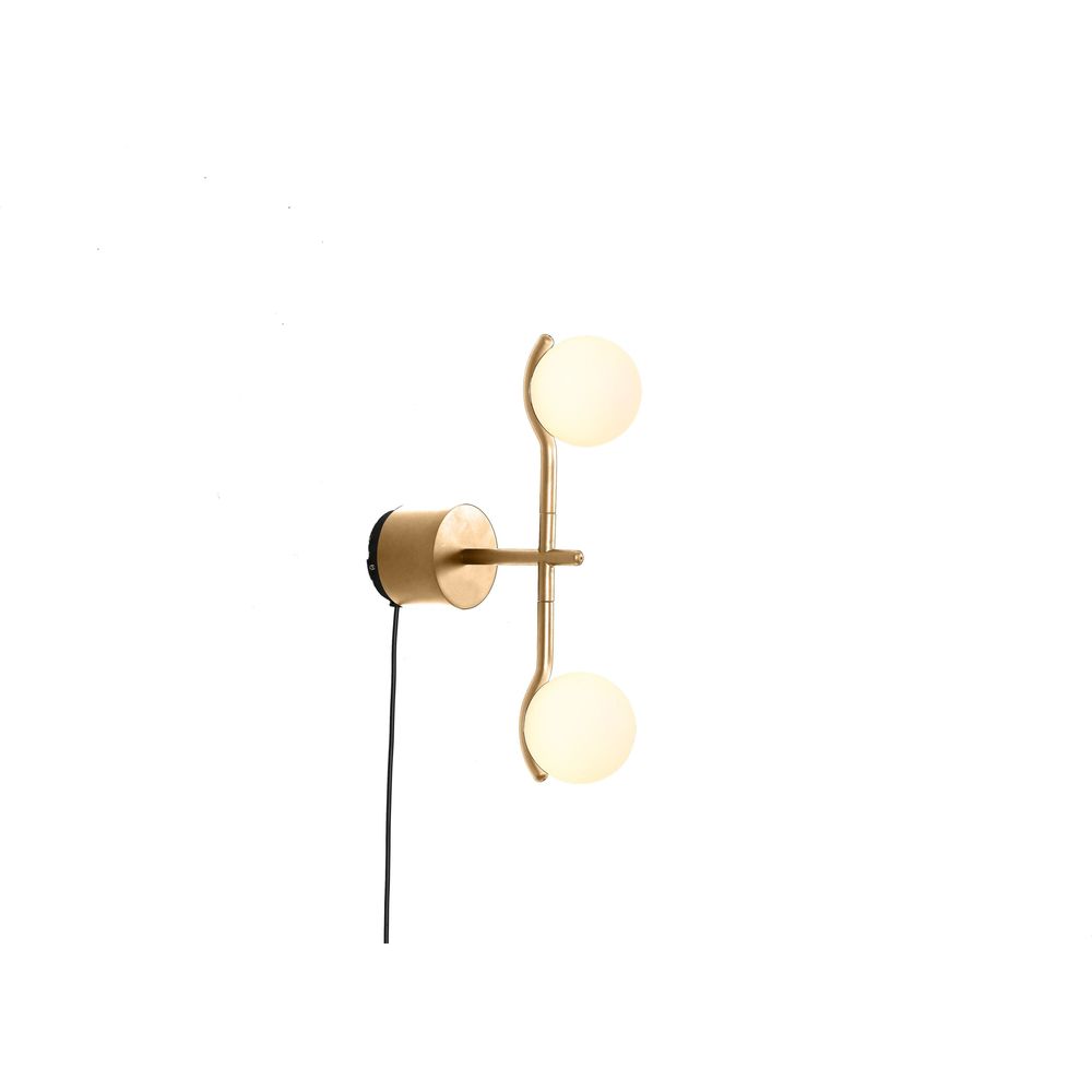 Wall Lighting Pluto Wall Lamp White Glass Brass Powder Coated Frame