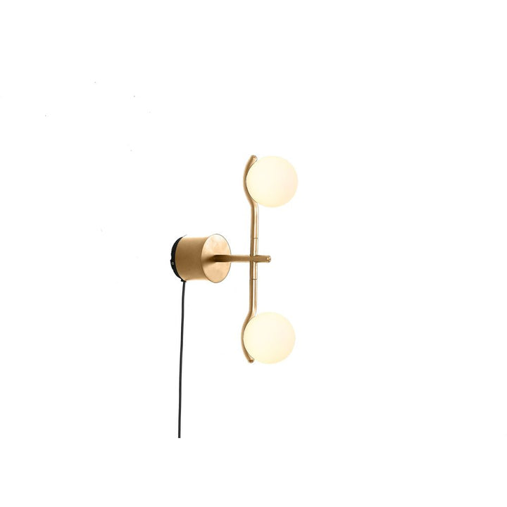Wall Lighting Pluto Wall Lamp White Glass Brass Powder Coated Frame