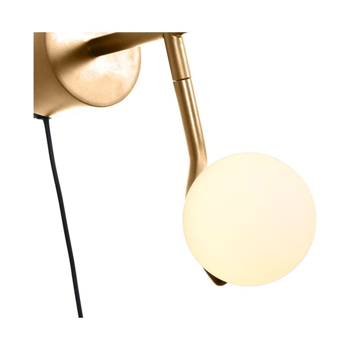 Pluto Wall Lamp White Glass Brass Powder Coated Frame