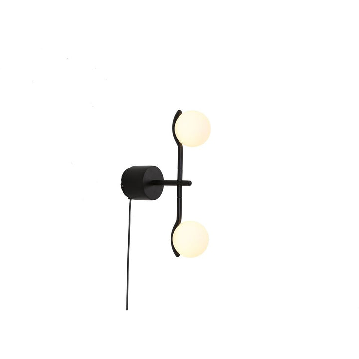 Wall Lighting Pluto Wall Lamp White Glass Black Powder Coated Frame