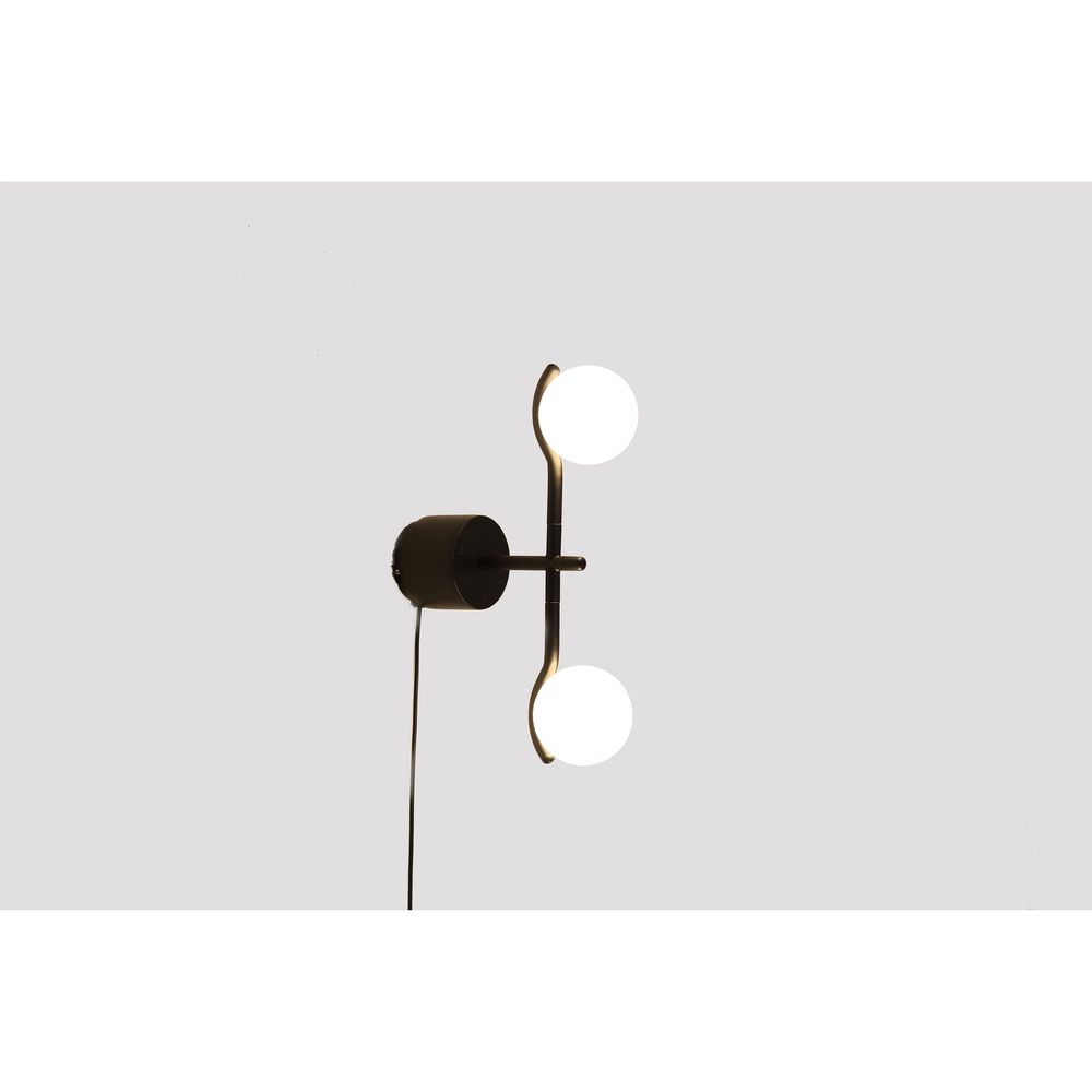 Wall Lighting Pluto Wall Lamp White Glass Black Powder Coated Frame
