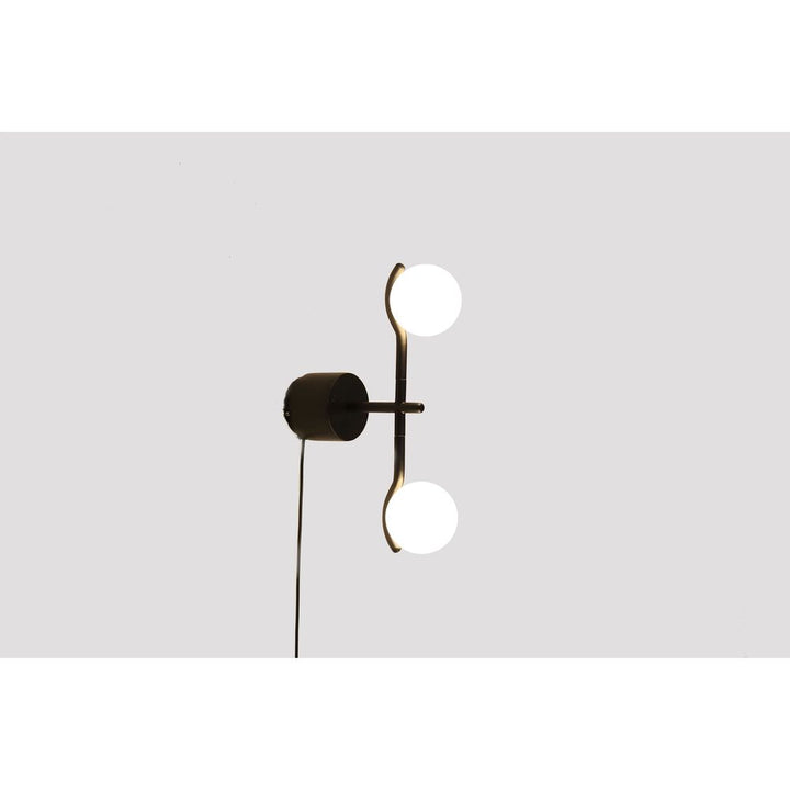 Wall Lighting Pluto Wall Lamp White Glass Black Powder Coated Frame