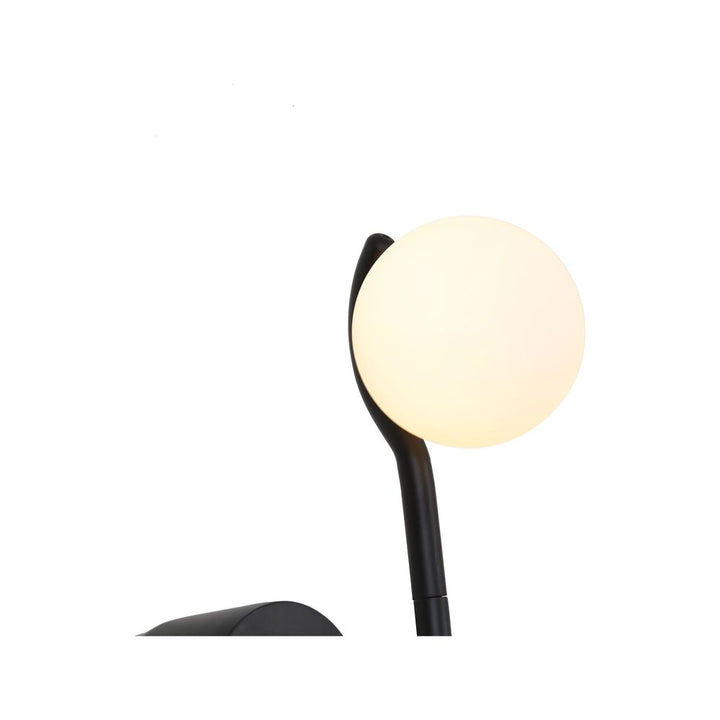 Wall Lighting Pluto Wall Lamp White Glass Black Powder Coated Frame