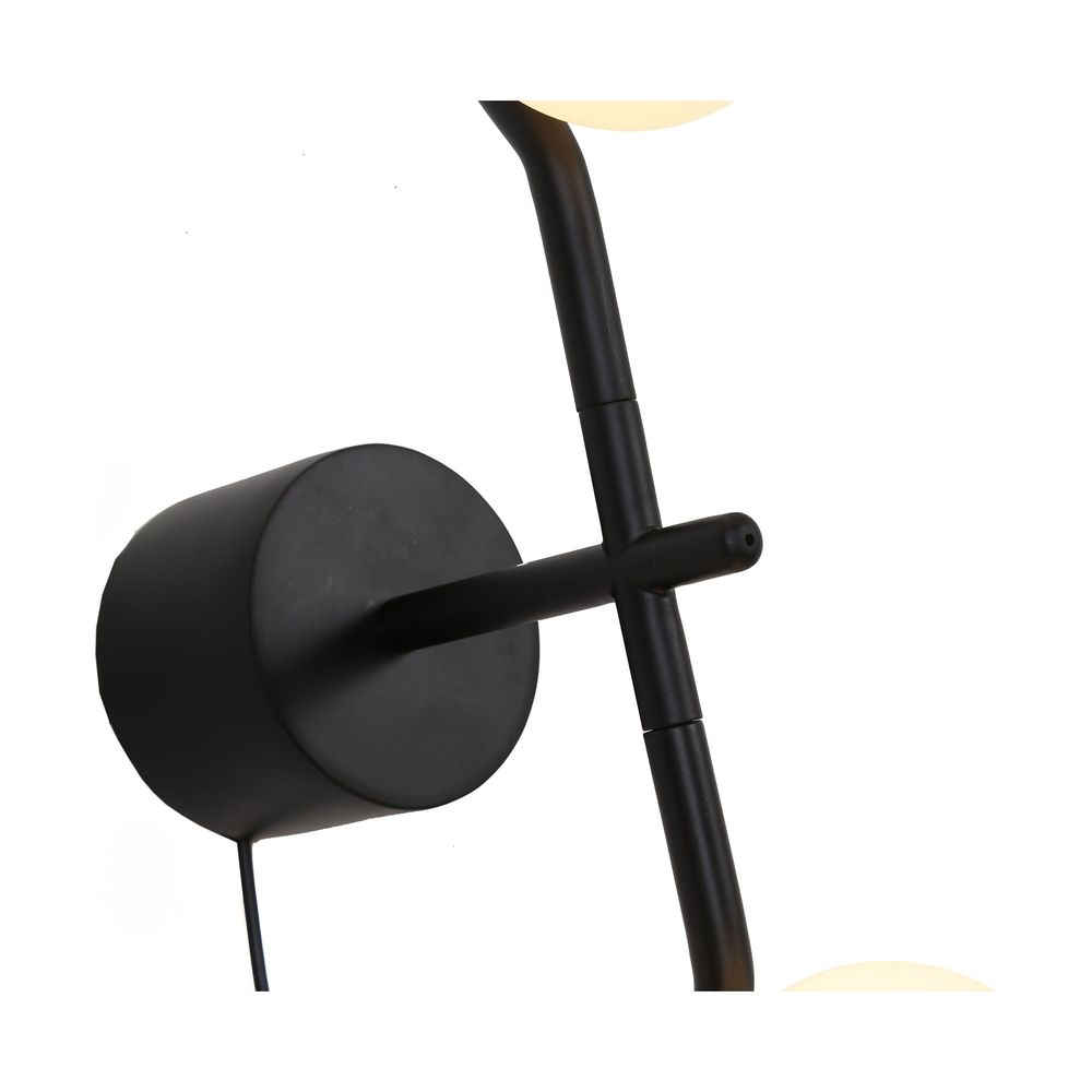 Pluto Wall Lamp White Glass Black Powder Coated Frame