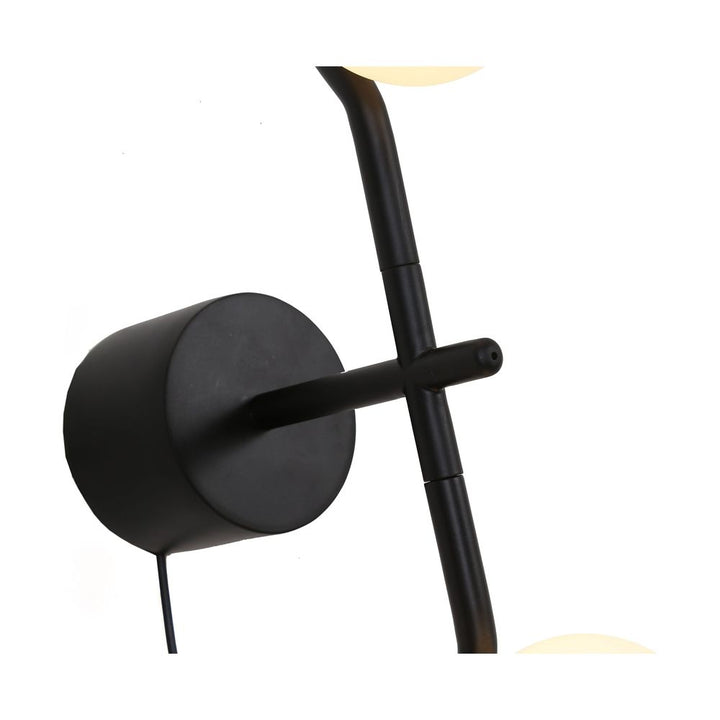 Pluto Wall Lamp White Glass Black Powder Coated Frame