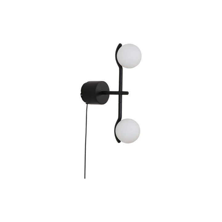 Wall Lighting Pluto Wall Lamp White Glass Black Powder Coated Frame