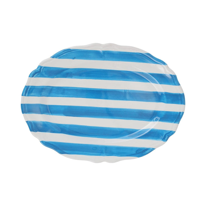 Amalfitana Stripe Oval Platter - Aqua