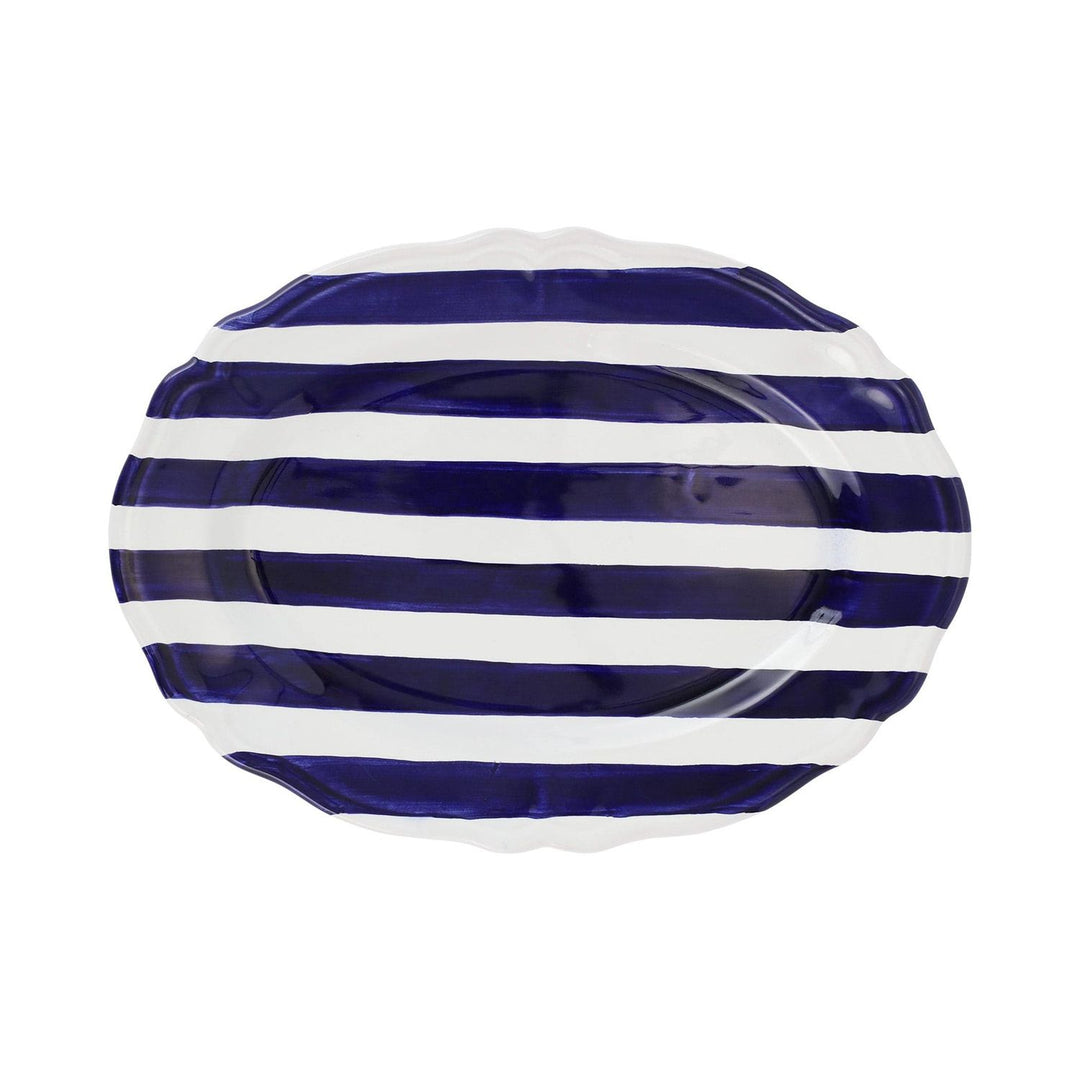 Amalfitana Stripe Oval Platter - Cobalt