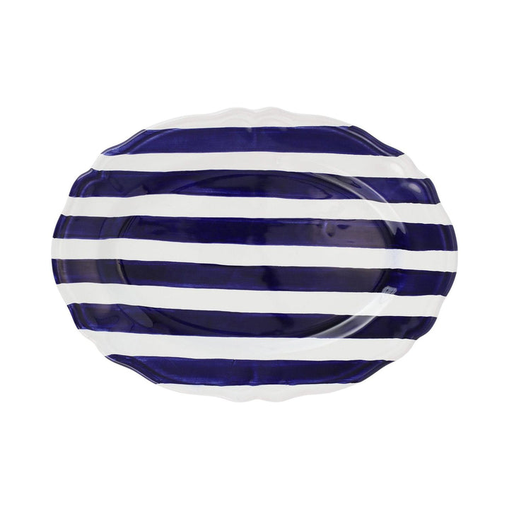 Amalfitana Stripe Oval Platter - Cobalt