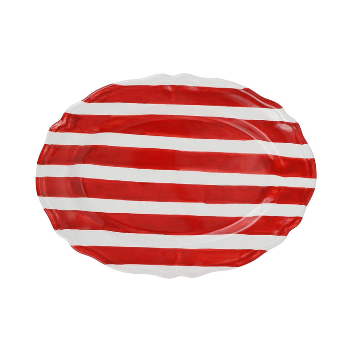 Amalfitana Stripe Oval Platter - Red