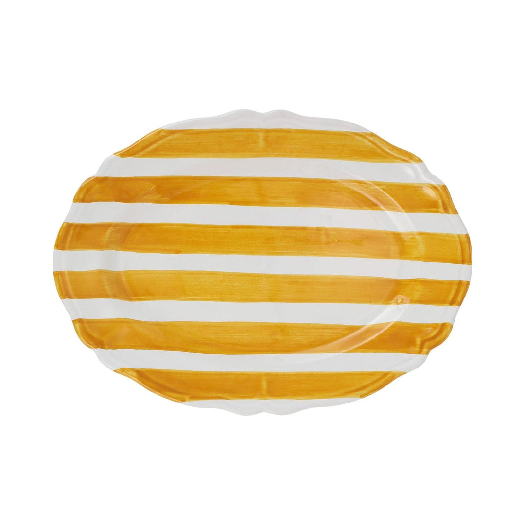 Amalfitana Stripe Oval Platter - Yellow