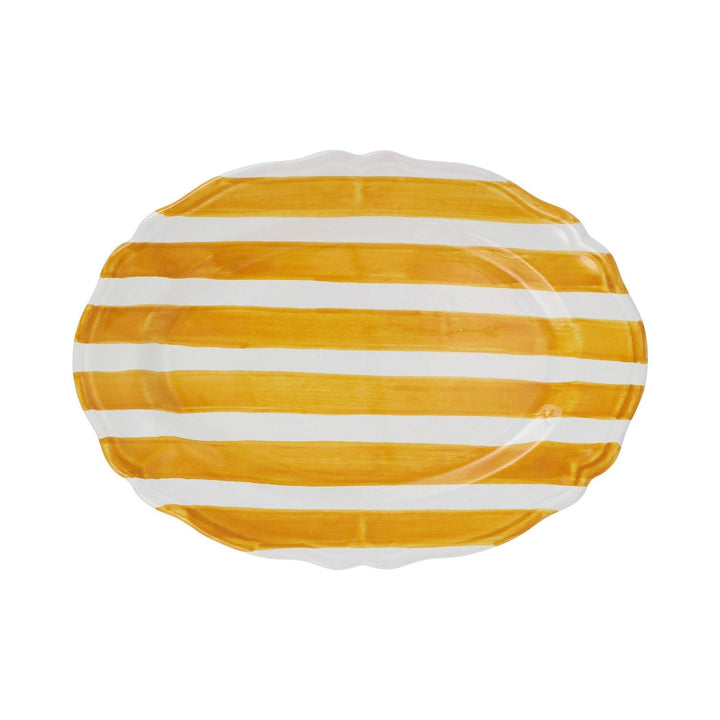 Amalfitana Stripe Oval Platter - Yellow