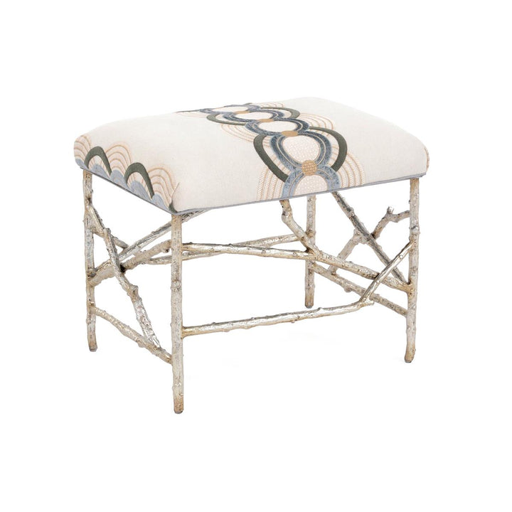 Twig-Style Base Ottoman - Silver,White