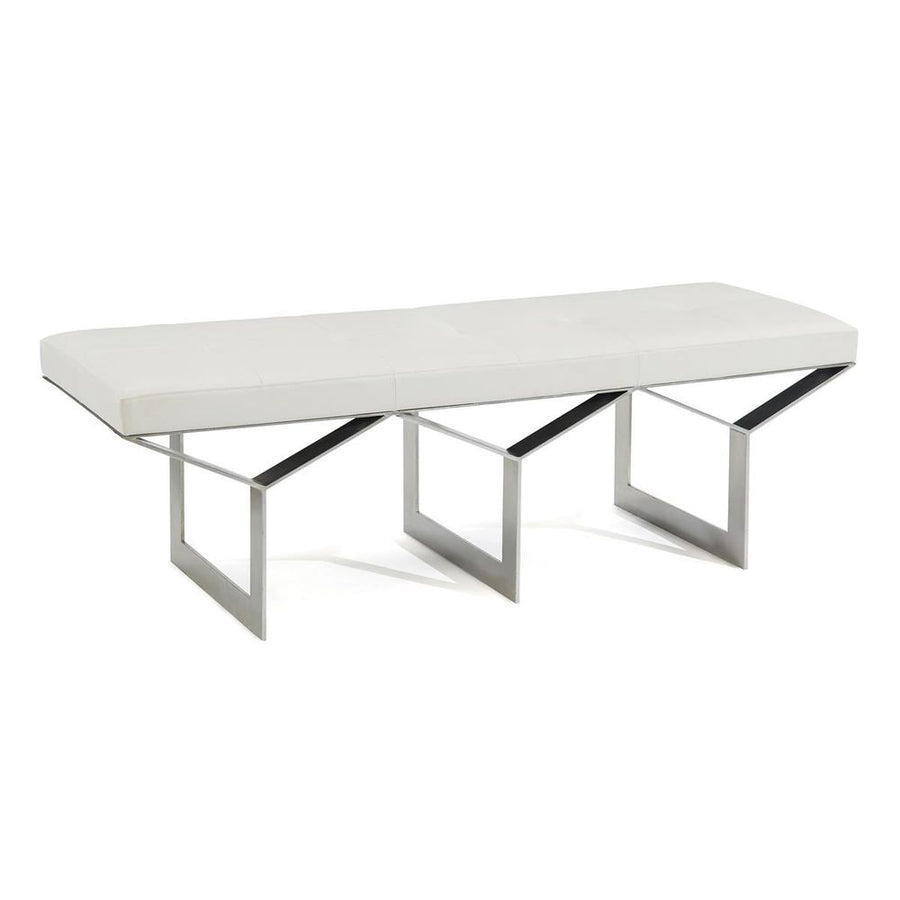 Benches Allure Leather And Steel Bench - White - Steel