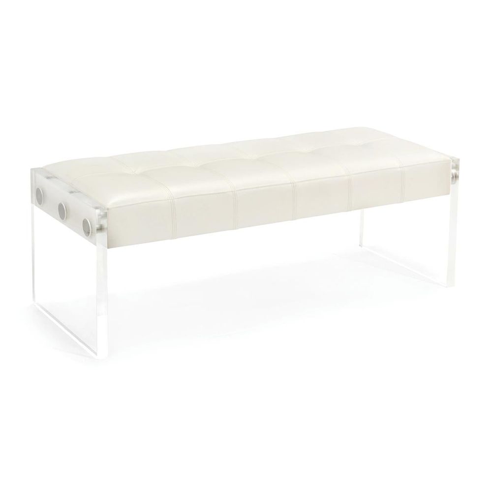 Benches Camber White Leather Bench - White - Acrylic