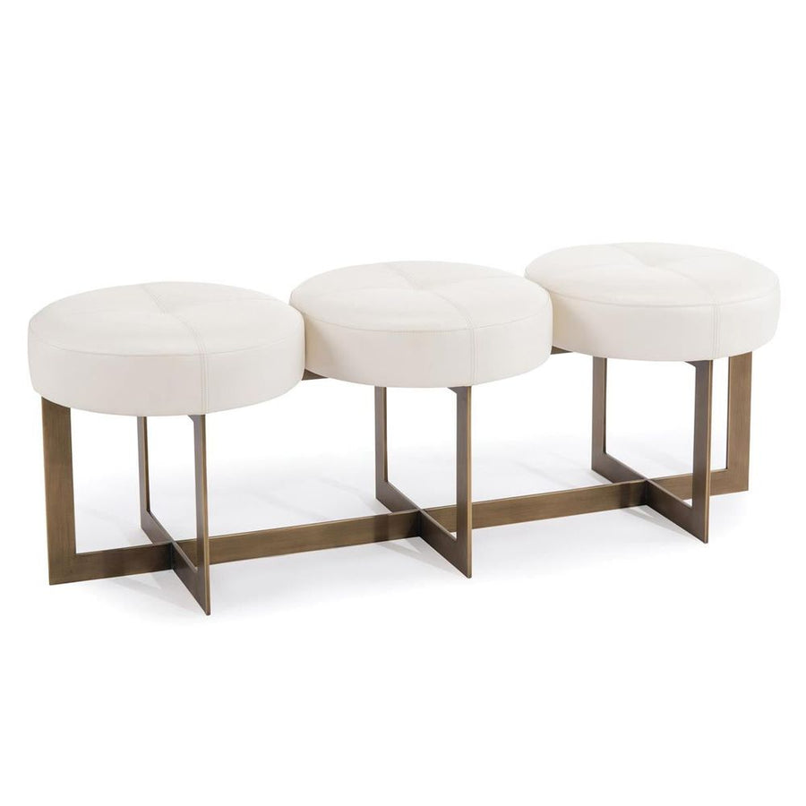 Benches White Leather Button Bench - White