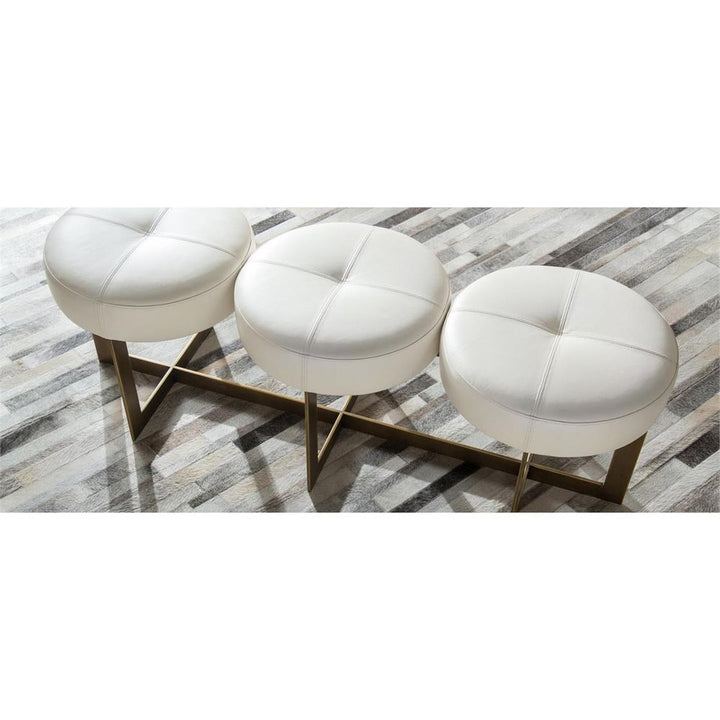 Benches White Leather Button Bench - White