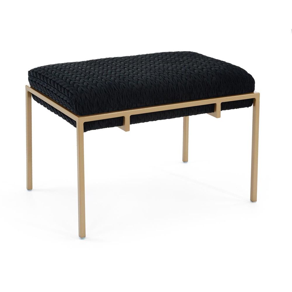 Stools & Ottomans Metal Gold Upholstered Bench-2219 - Black, Brass