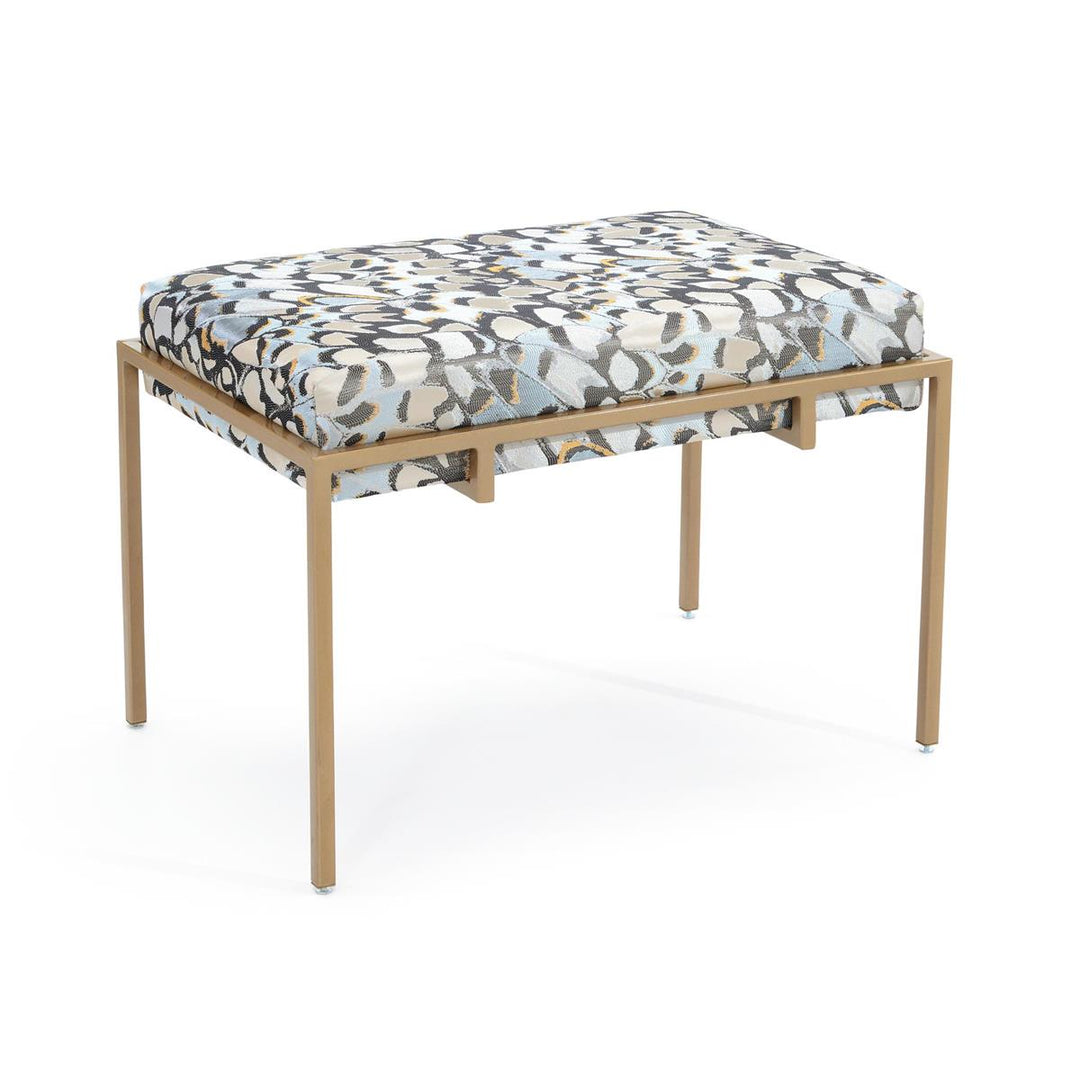 Malvern Gold Upholstered Bench - Brass