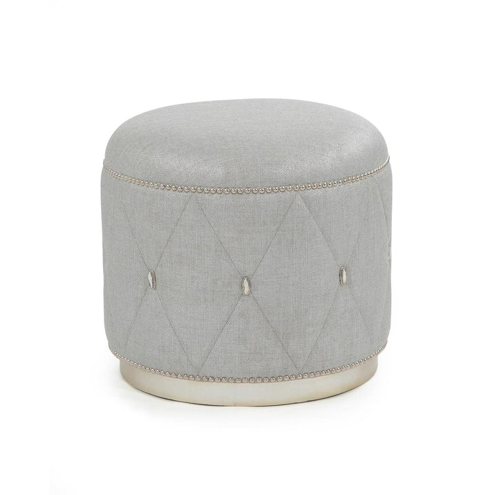 Gem Ottoman - Off White,Silver