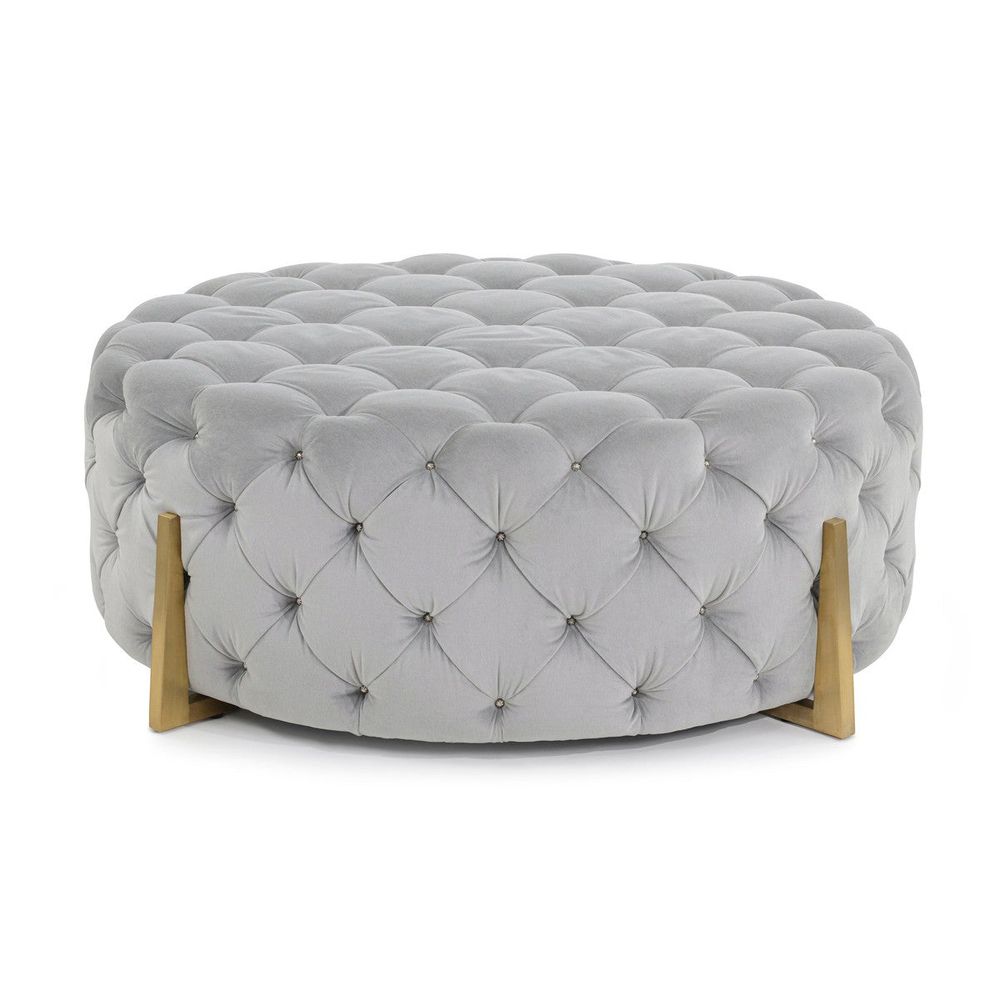 Stools & Ottomans Hayworth Cocktail Ottoman - Grey, Brass