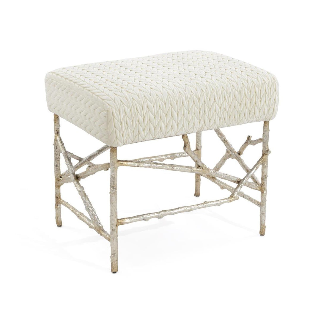 Twig-Style Base Ottoman - Silver,White