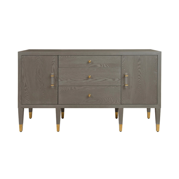 Amherst - Buffet With Brass Foot Caps And Acrylic Hardware In Smoke Grey Oak