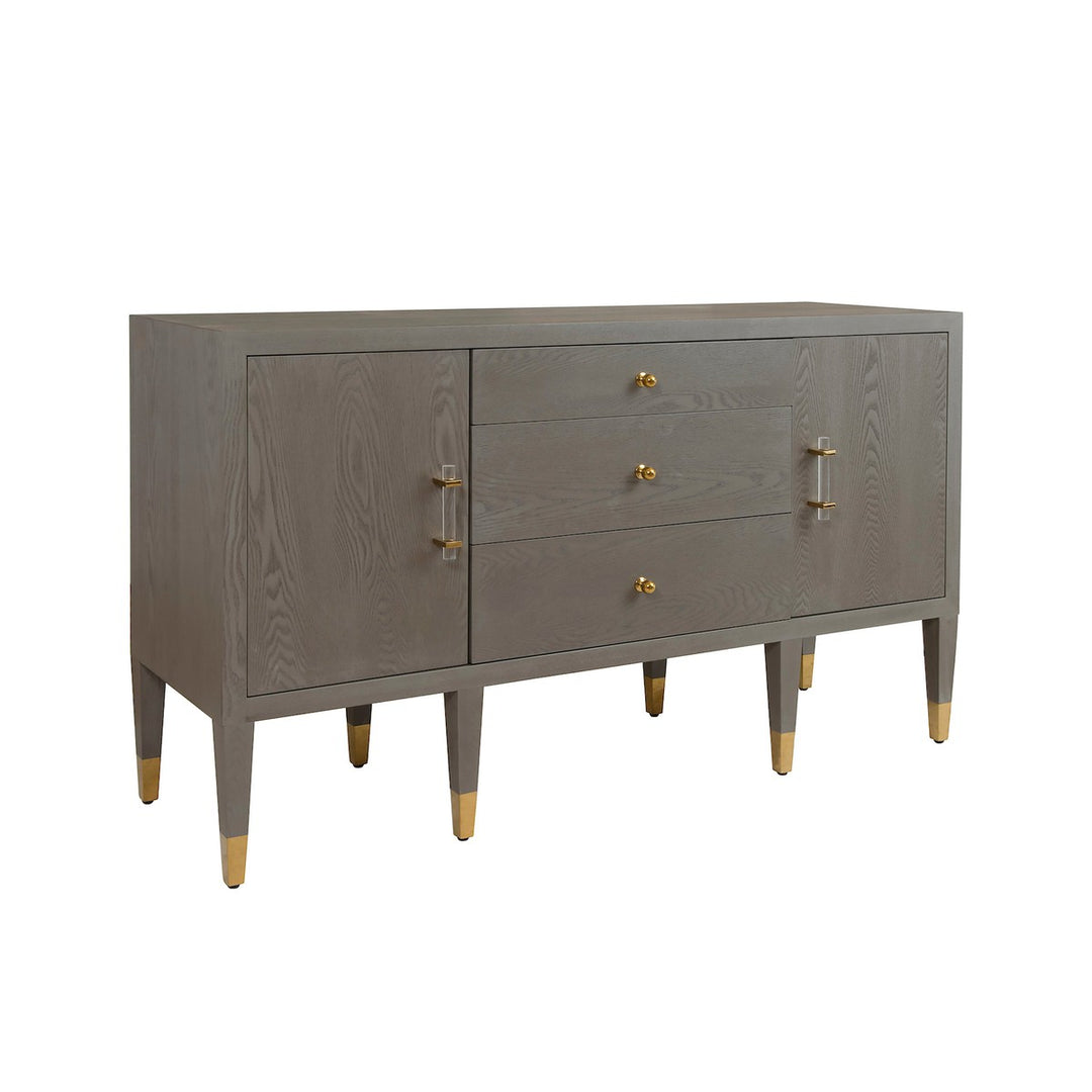 Amherst - Buffet With Brass Foot Caps And Acrylic Hardware In Smoke Grey Oak