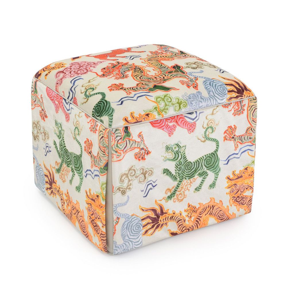 Stools & Ottomans Chelsea Ottoman - Orange, Gold, Green