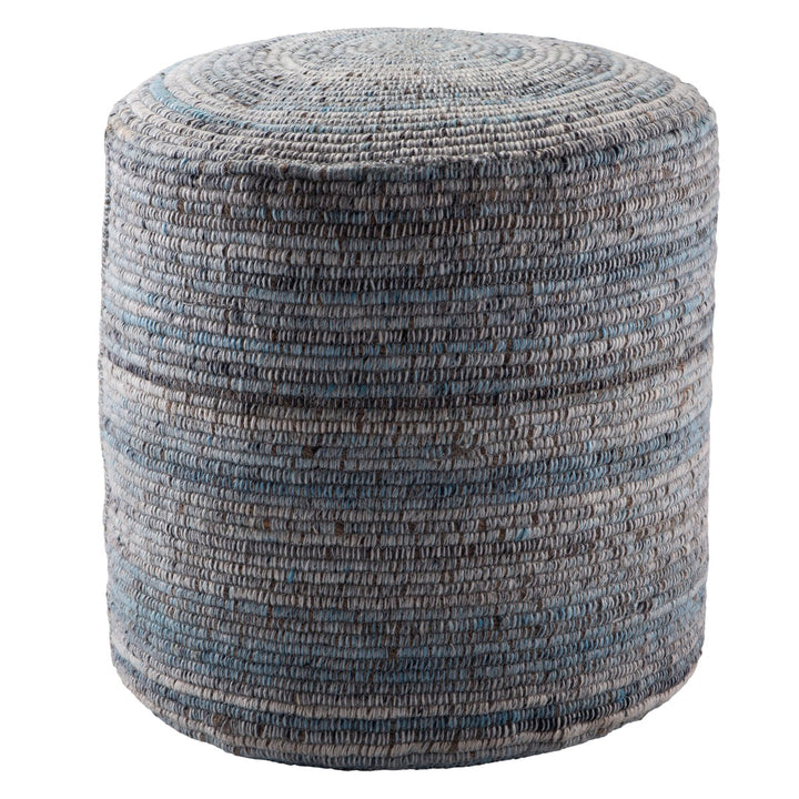 Jaipur Living Duro Striped Light Blue/ Gray Cylinder Pouf