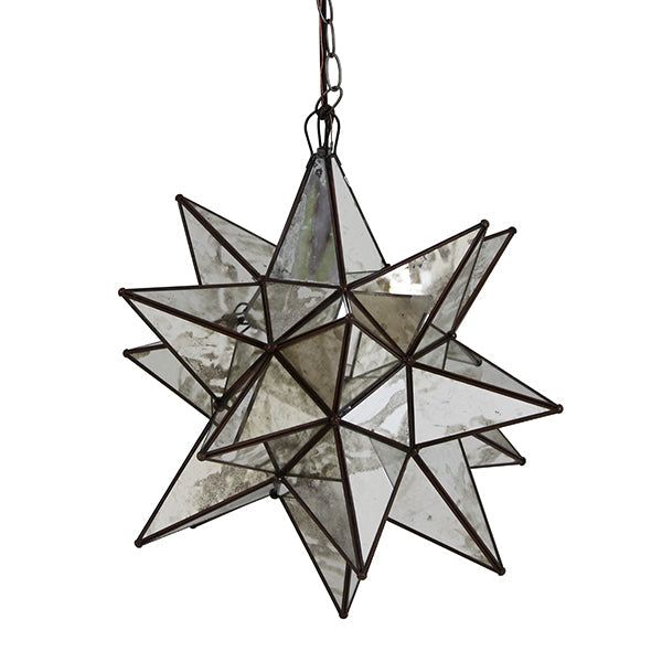 Pendants Ams - 20" Large Antique Mirror Star Pendant