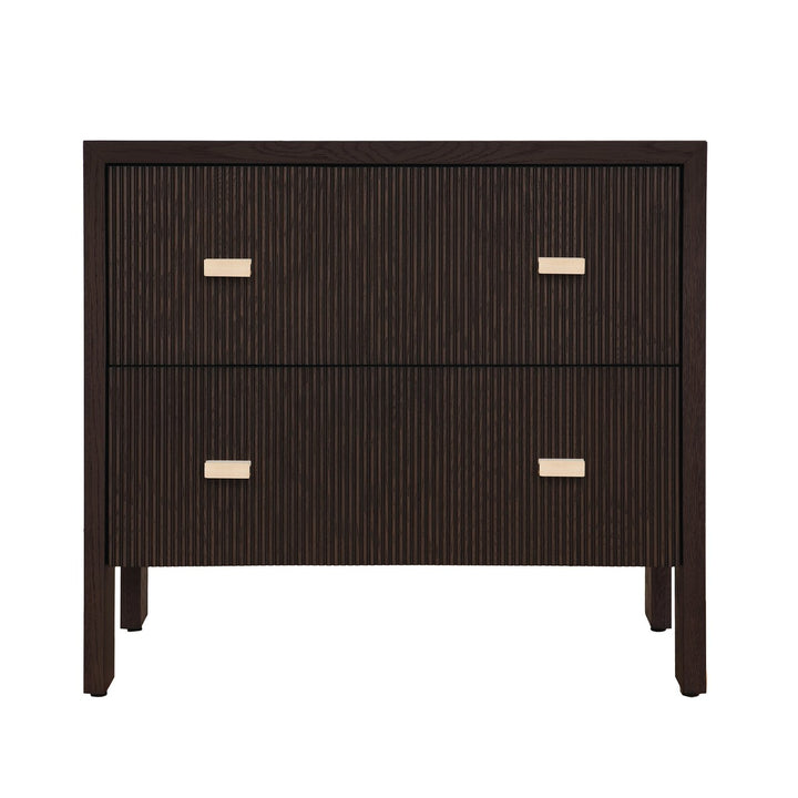 Andre - Two Drawer Side Table With Fluted Detail In Dark Espresso Oak