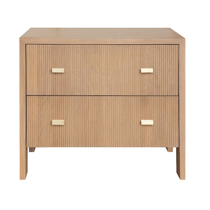 Andre - Two Drawer Side Table With Fluted Detail In Natural Oak