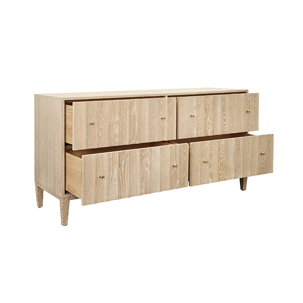 Cabinets & Curios Four Drawer Chest With Fluted Detail In Cerused Oak