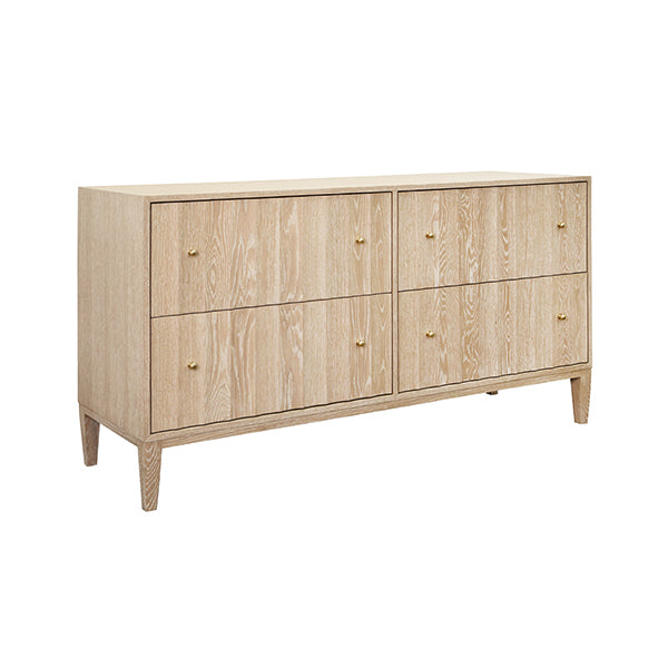 Cabinets & Curios Four Drawer Chest With Fluted Detail In Cerused Oak