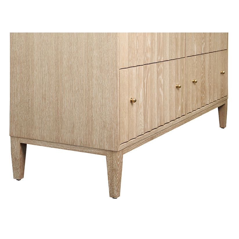 Cabinets & Curios Four Drawer Chest With Fluted Detail In Cerused Oak