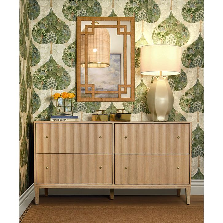 Mirrors Greek Key Design Mirror In Wrapped Natural Rattan