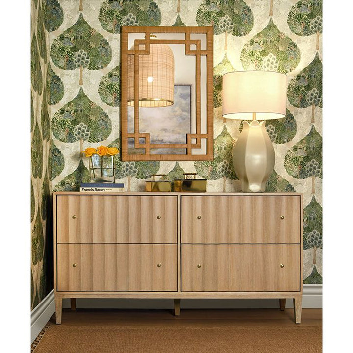 Mirrors Greek Key Design Mirror In Wrapped Natural Rattan