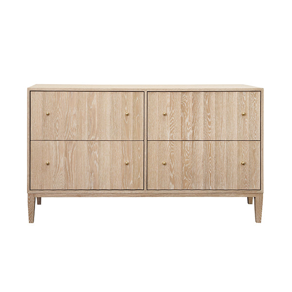 Cabinets & Curios Four Drawer Chest With Fluted Detail In Cerused Oak