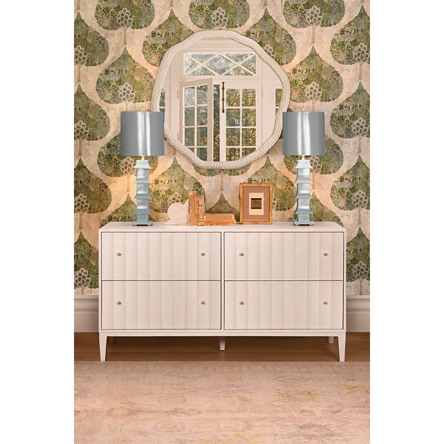 Four Drawer Chest With Fluted Detail In Matte White Lacquer