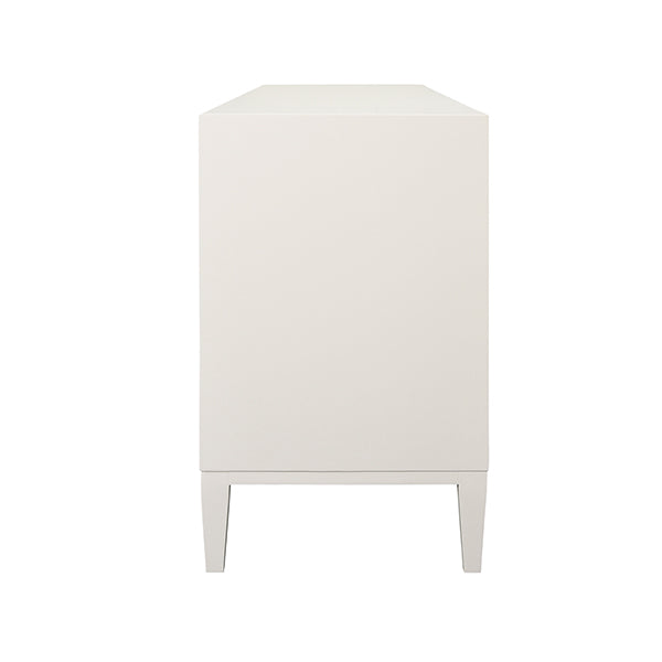 Cabinets & Curios Four Drawer Chest With Fluted Detail In Matte White Lacquer