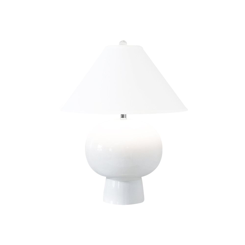 Table Lamps Annie - Bulb Shape Ceramic Table Lamp With White Linen Coolie Shade In White