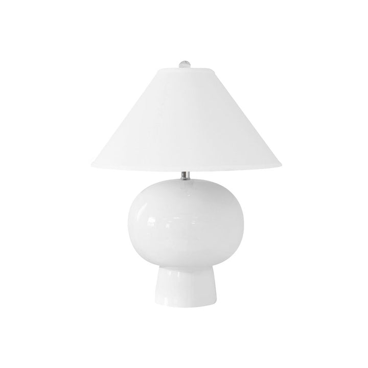 Table Lamps Annie - Bulb Shape Ceramic Table Lamp With White Linen Coolie Shade In White