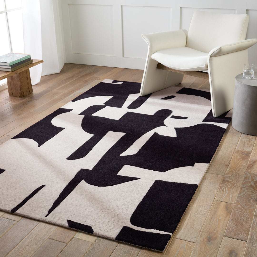 Jaipur Living Noverre Handmade Abstract Black/ Cream Area Rug (8'X10')