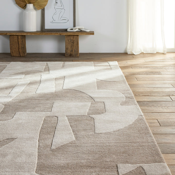 Jaipur Living Noverre Handmade Abstract Taupe/ Cream Area Rug (10'X14')