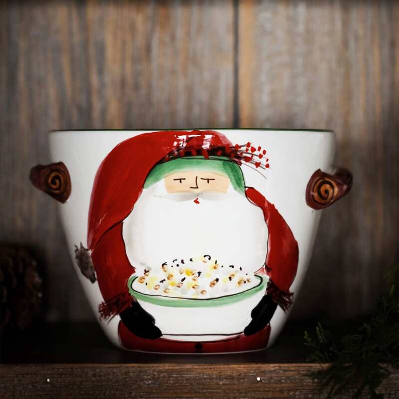 Old St. Nick Handled Serving Bowl with Popcorn