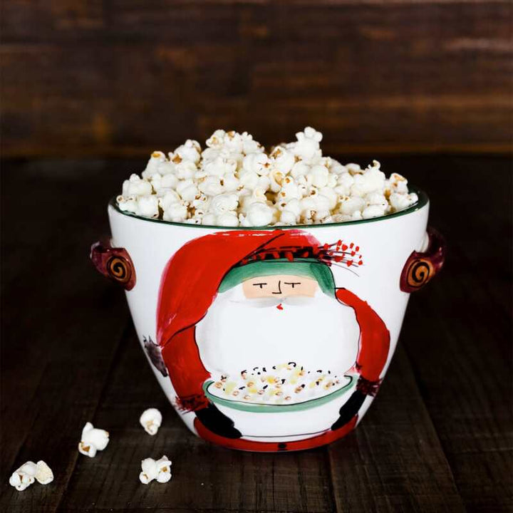 Old St. Nick Handled Serving Bowl with Popcorn